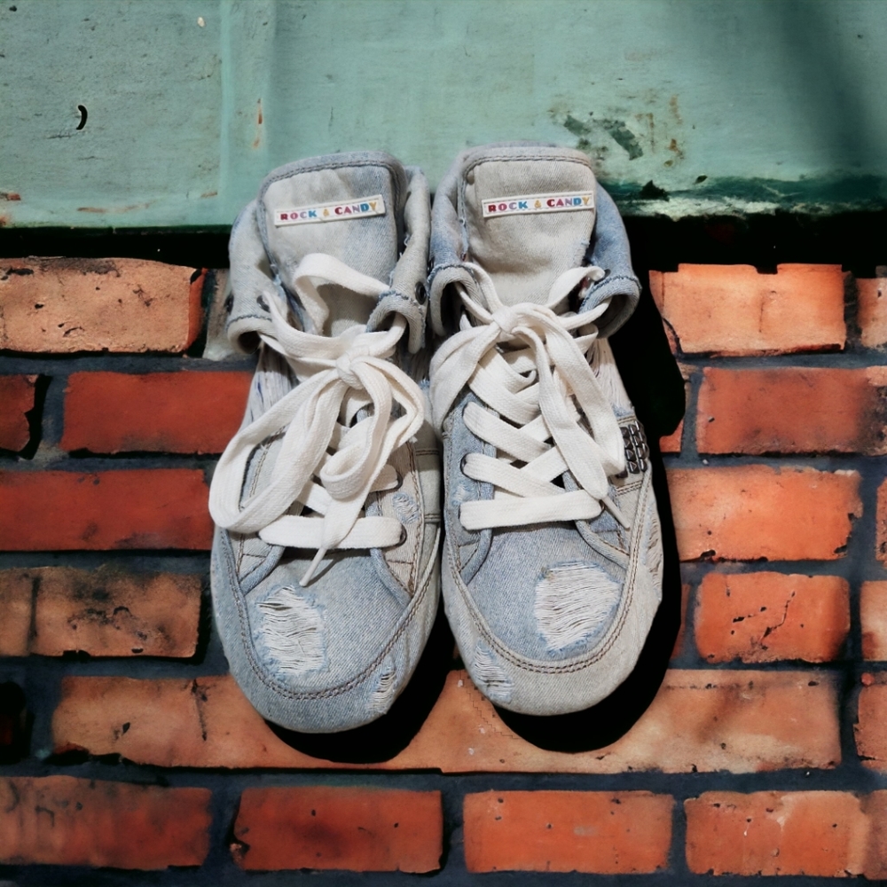 Rock & Candy Distressed Ripped Jeans Style Denim Sneakers